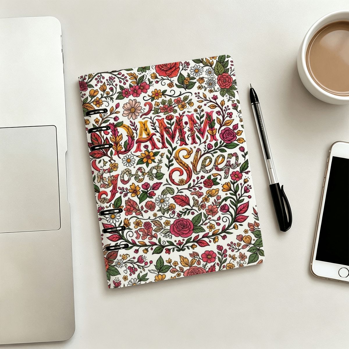 "DAMM Good Sleep" A5 Binder Notebook  PU Leather Refillable Journal