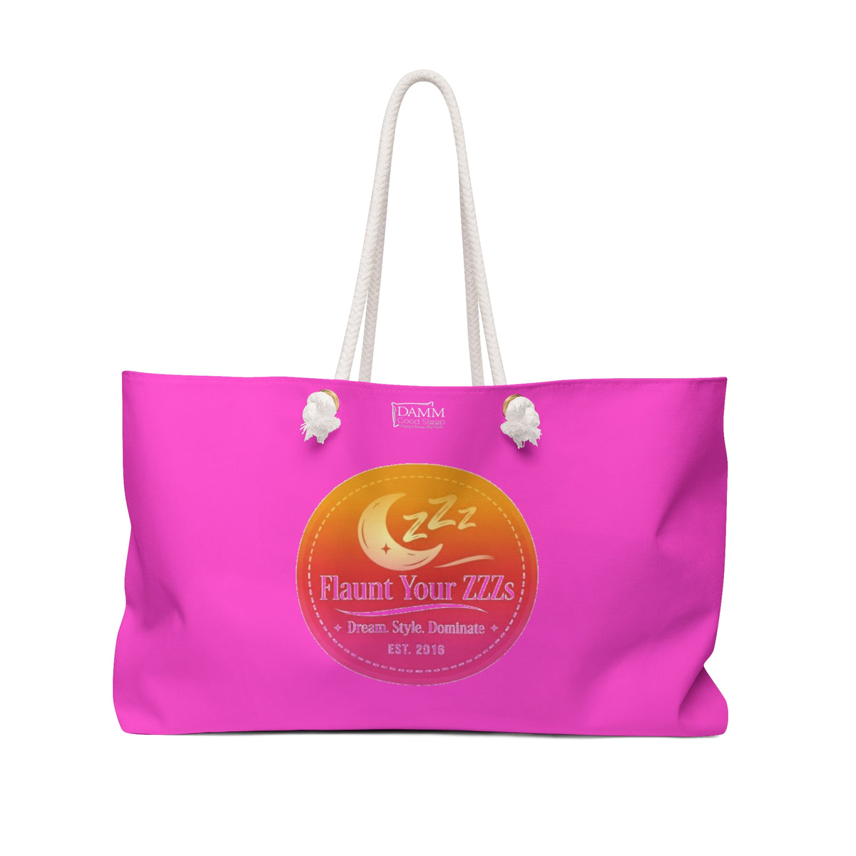 Weekender Bag — Pink 'Flaunt Your ZZZs' Sleepy Logo Tote (By DAMM Good Sleep)