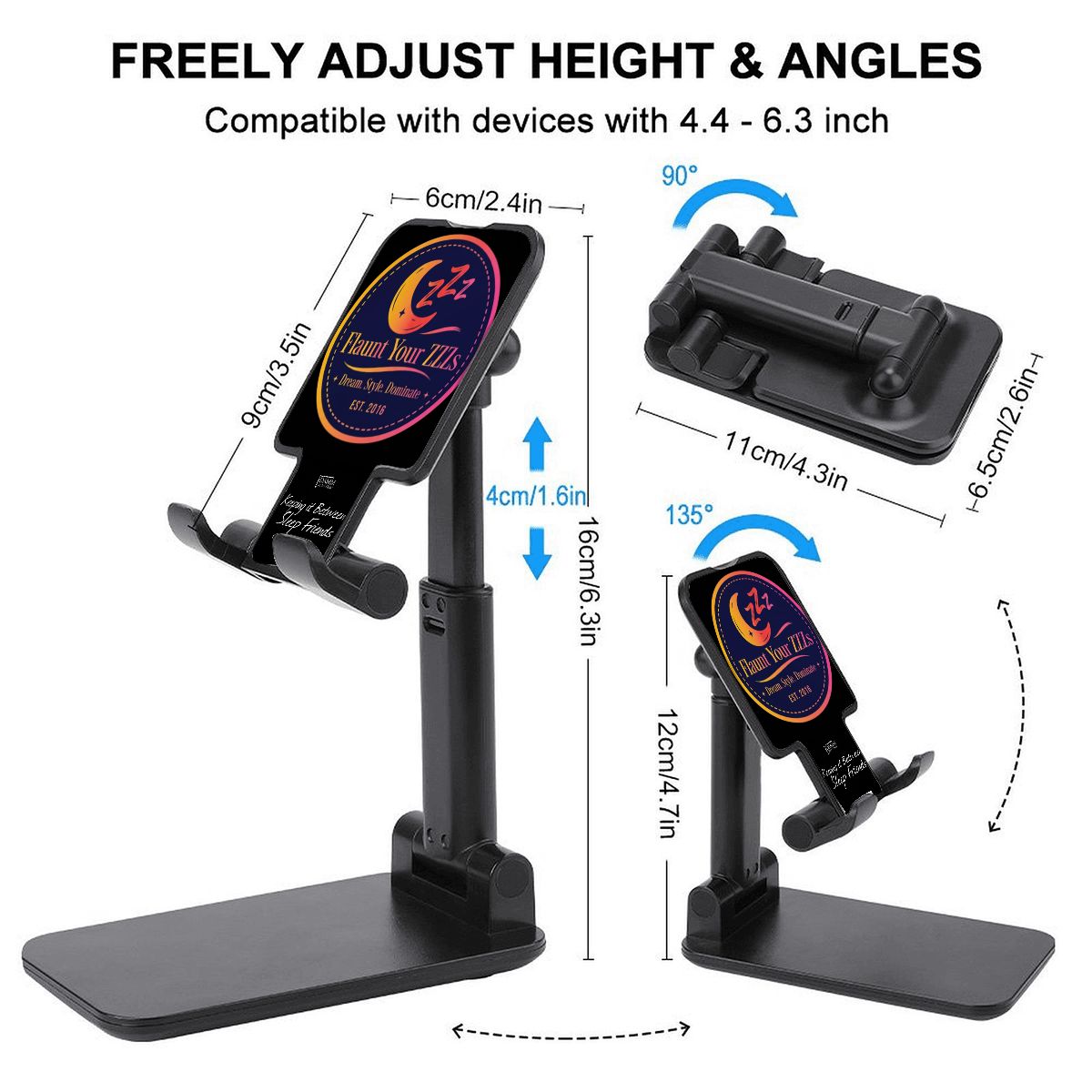 "Flaunt Your ZZZs" Foldable Phone Stand for Desk and Travel