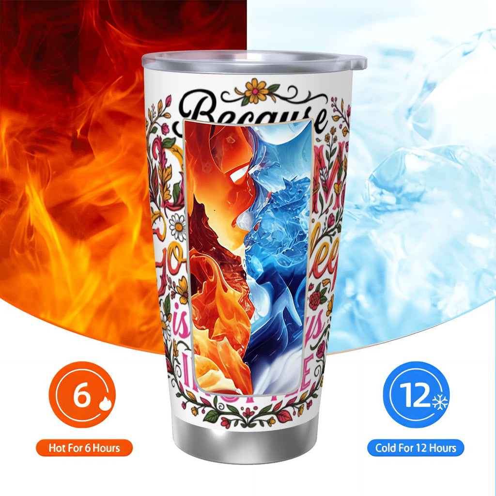"Because DAMM Good Sleep is Always in Style" Travel Coffee Mug with Single Silver Edge (20oz)