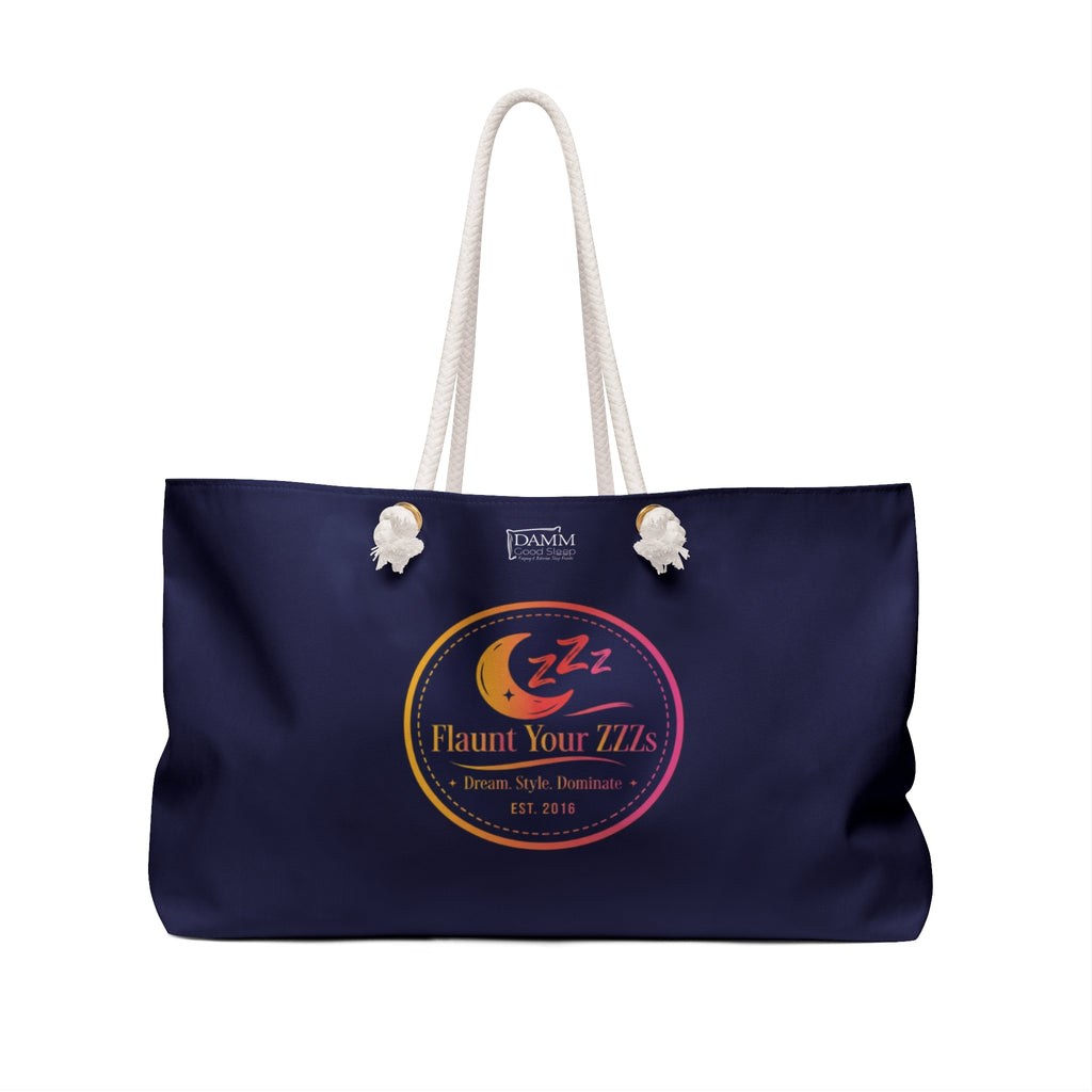 Weekender Bag - Navy 'Flaunt Your Zzzs' Travel Tote for Sleep & Relaxation (By DAMM Good Sleep)