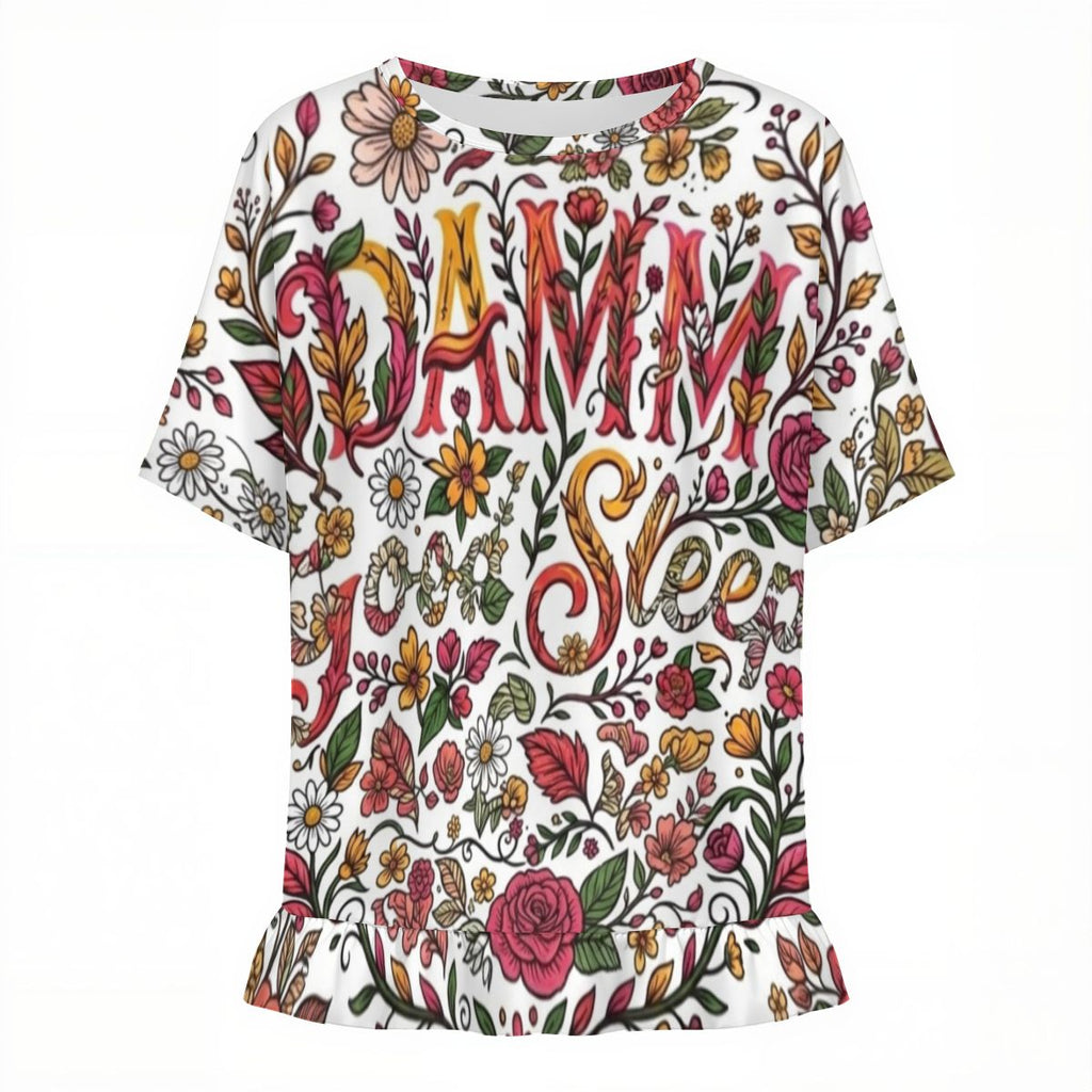 "DAMM Good Sleep" Women's Ruffle Hem Short Sleeve Tshirt
