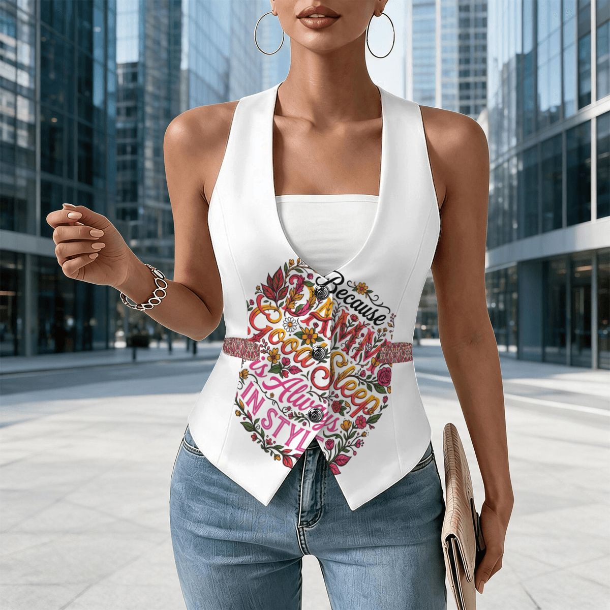 "DAMM Good Sleep is ALWAYS IN STYLE" Women's Slim Fit Suit Vest