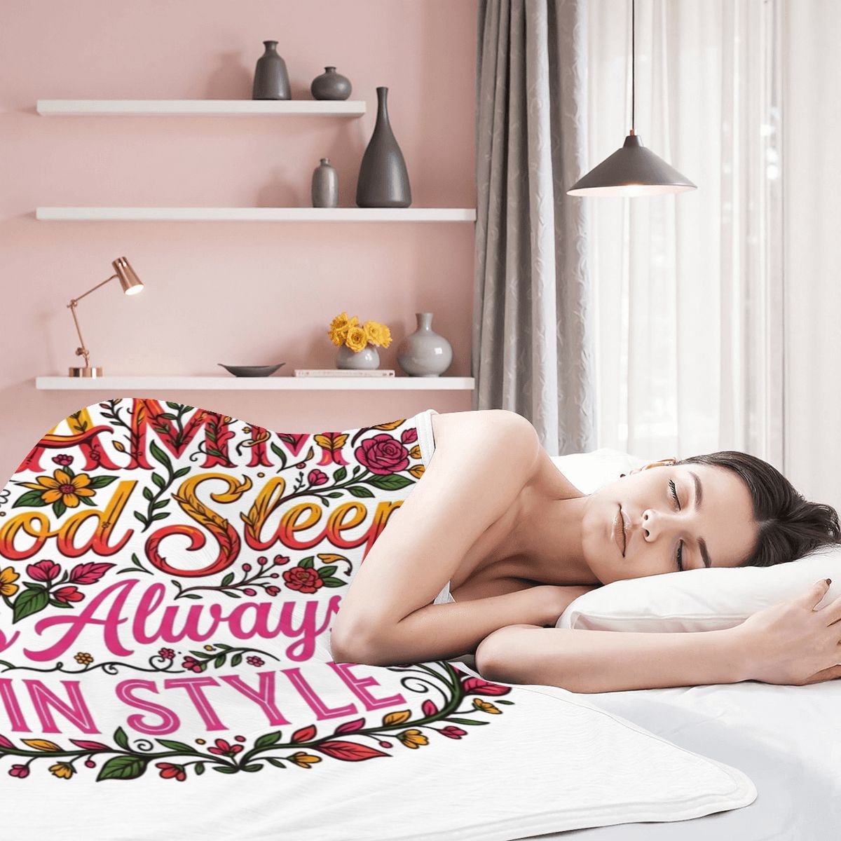"DAMM Good Sleep is ALWAYS IN STYLE" Cooling Silk Feel Blanket