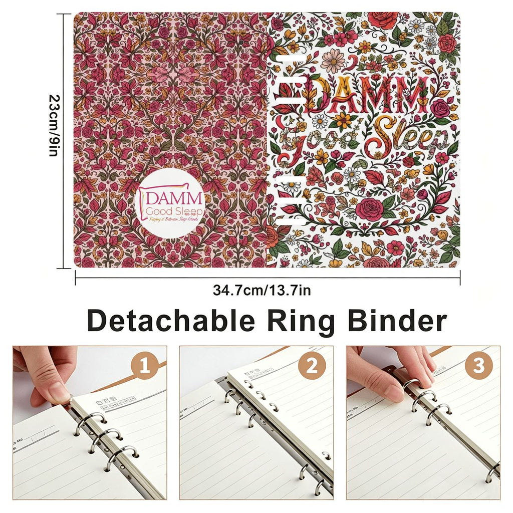 "DAMM Good Sleep" A5 Binder Notebook  PU Leather Refillable Journal