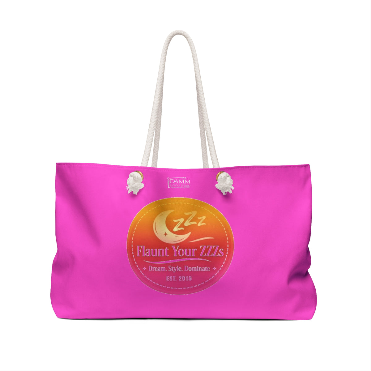 Weekender Bag — Pink 'Flaunt Your ZZZs' Sleepy Logo Tote (By DAMM Good Sleep)