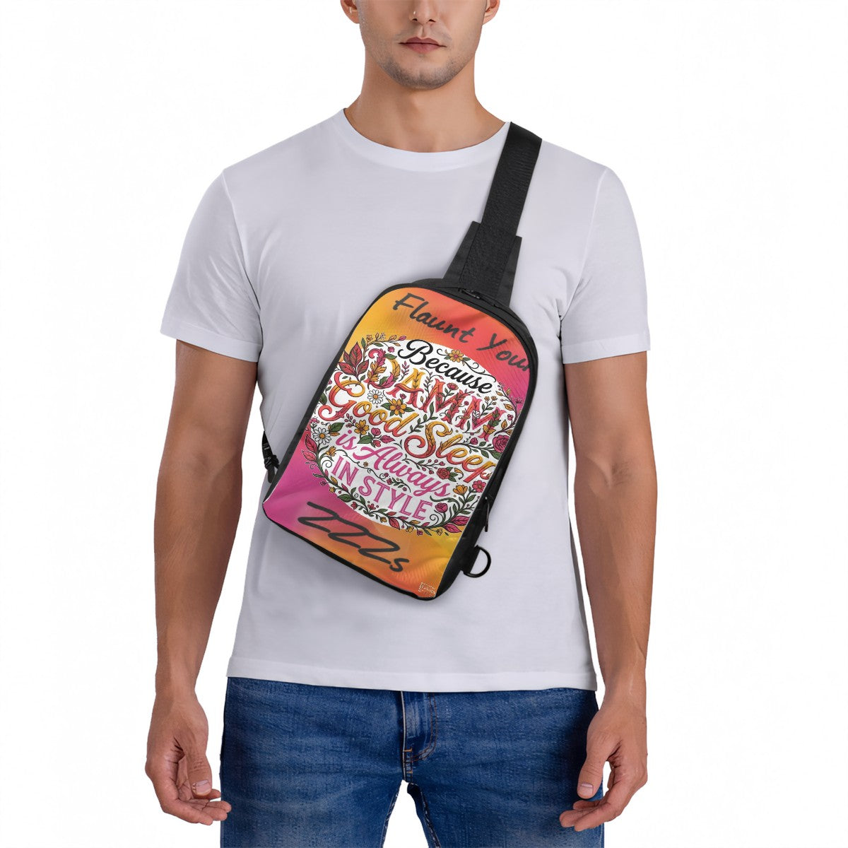 "Because DAMM Good Sleep is Always in Style - Flaunt Your ZZZs" Double Layer Cross Body Bag Chest Bag