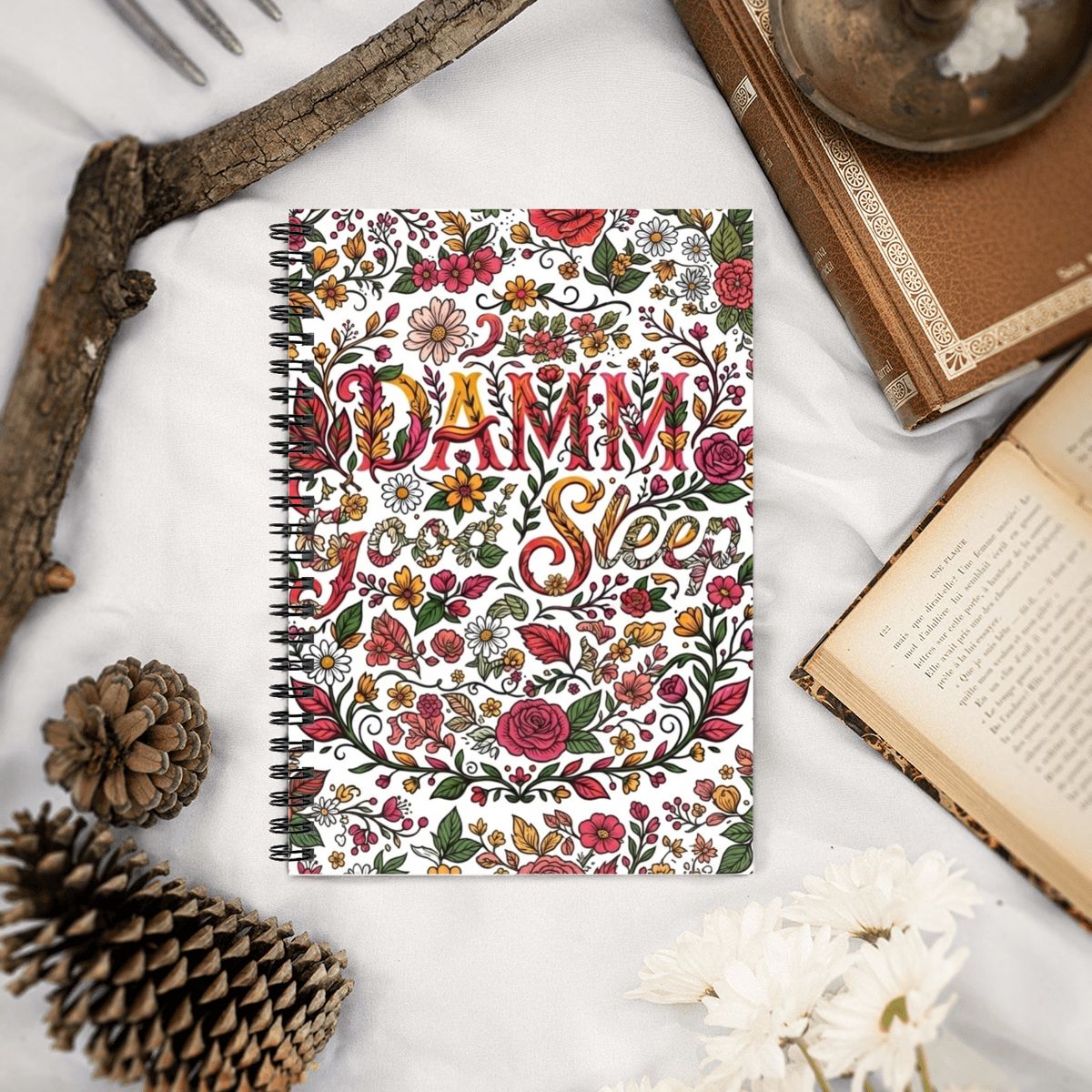 DAMM Good Sleep Floral Spiral Notebook
