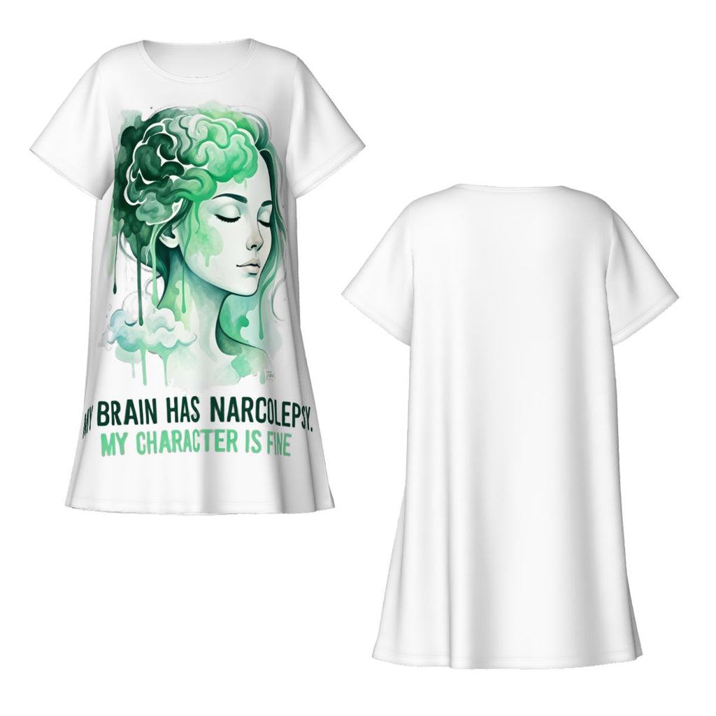 "My Brain has narcolepsy" Women's Loose Short Sleeve Nightgown