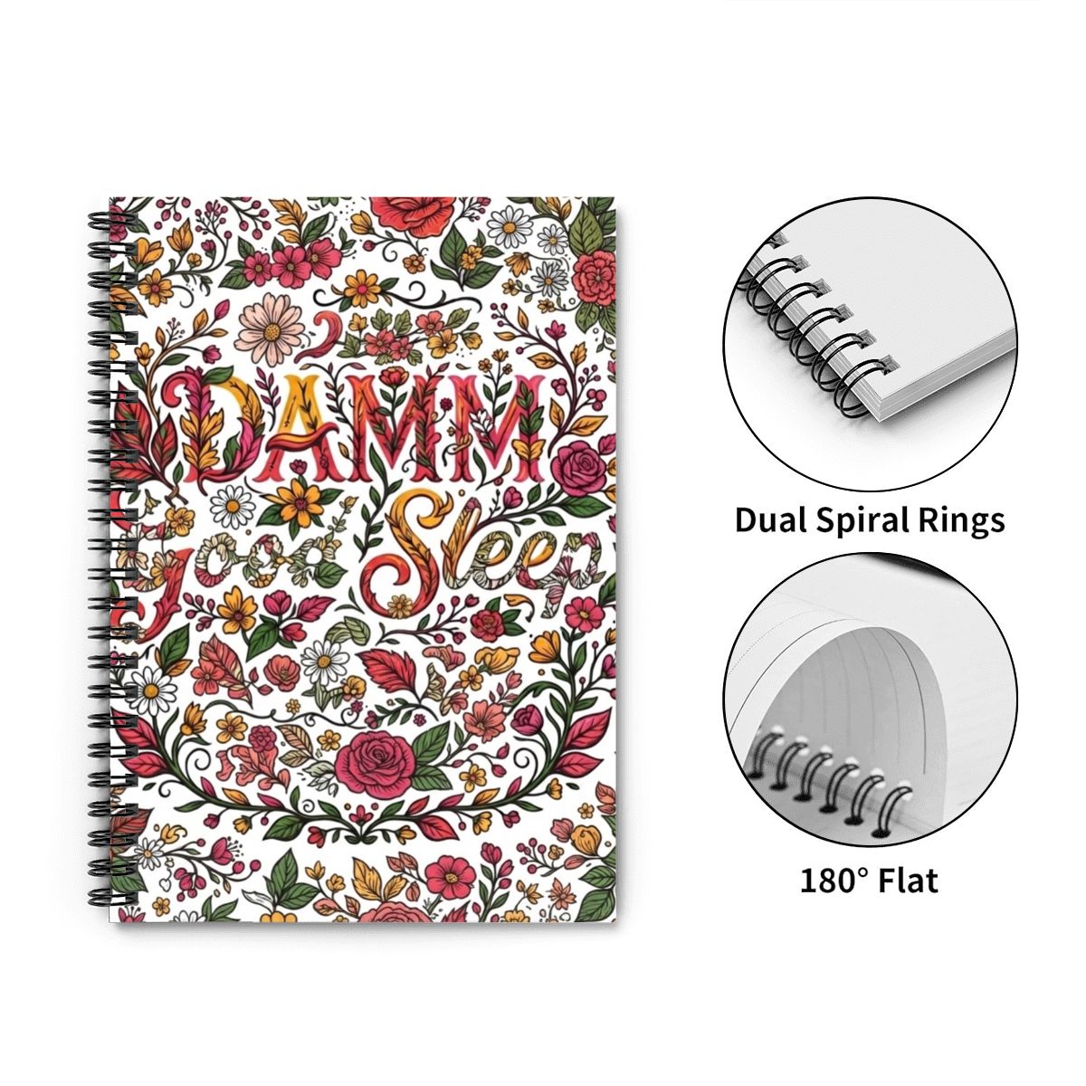 DAMM Good Sleep Floral Spiral Notebook