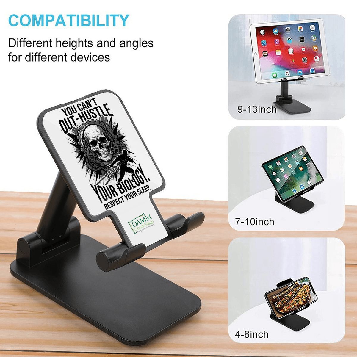 "You Can't Out Hustle Your Biology" Foldable Phone Stand for Desk and Travel