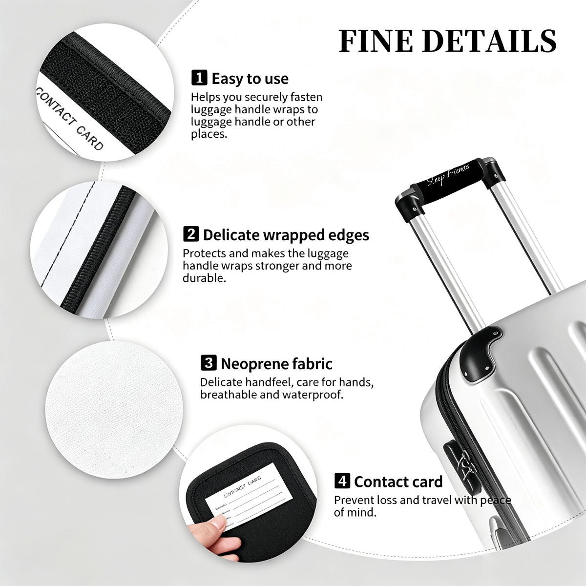 "Keeping it Between Sleep Friends" Luggage Handle Wrap Set of 2