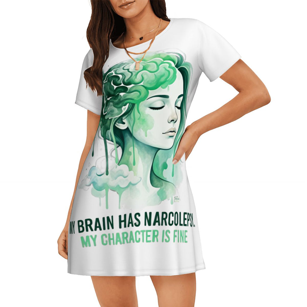 "My Brain has narcolepsy" Women's Loose Short Sleeve Nightgown