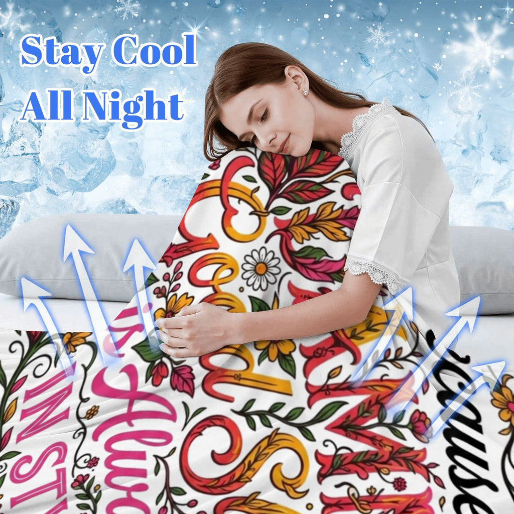 "DAMM Good Sleep is ALWAYS IN STYLE" Cooling Silk Feel Blanket