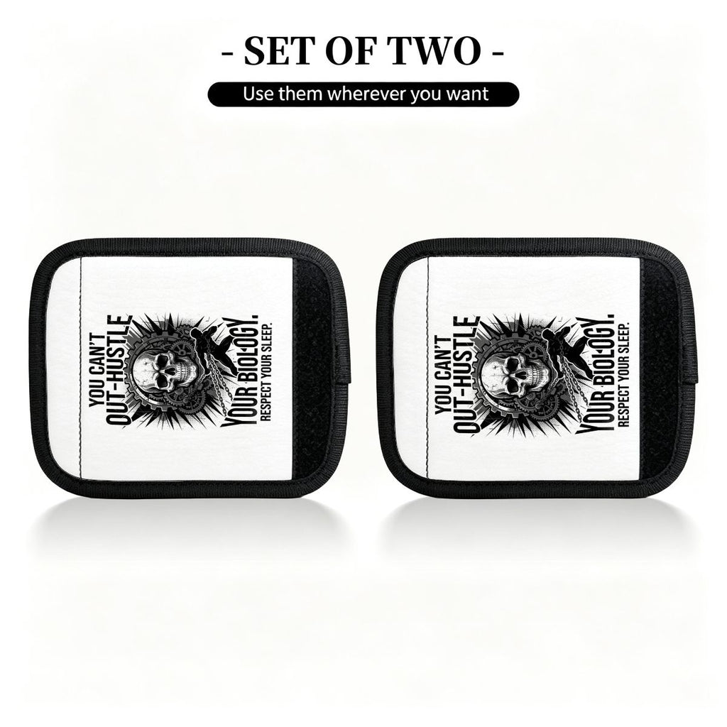 "Your Can't Out Hustle Your Biology" Luggage Handle Wrap Set of 2