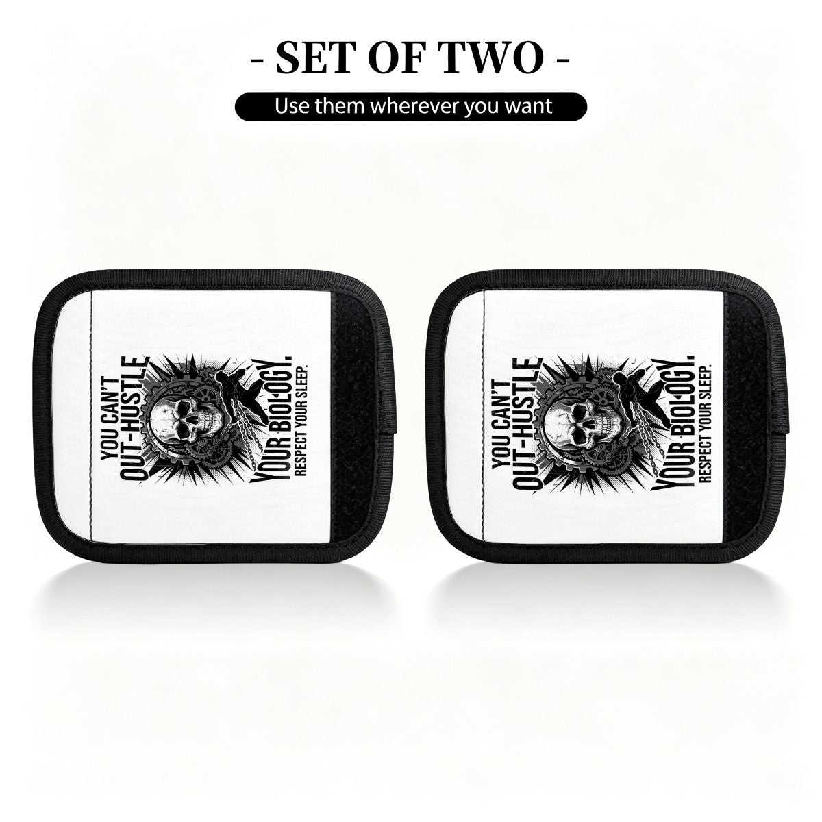 "Your Can't Out Hustle Your Biology" Luggage Handle Wrap Set of 2